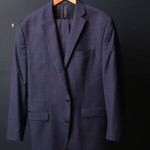 Lauren Soft Plaid Print BLue Suit